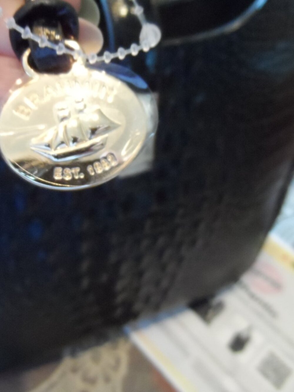 New Brahmin Black Patent Croc Embossed Iona Large Tote Bag - Picture 6 of 16